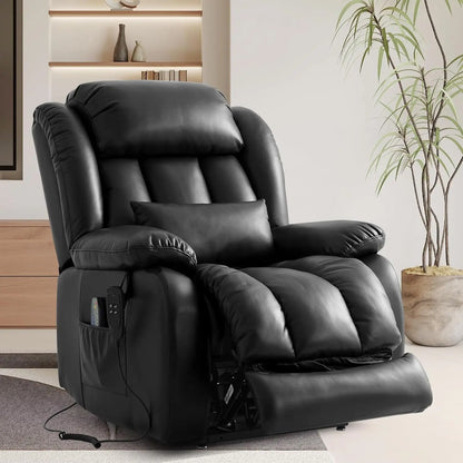 Power Lift Recliner Chair for Elderly with Heat And Massage Dual Motor Breathable Leather Recliner Chair for Sleeping