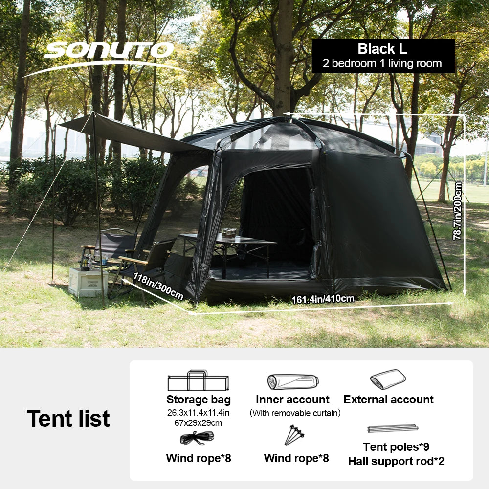 Large 8-12 P Family Camping Tent Waterproof Double Layer 2 Room Spacious Cabin Tent with Rainfly Outdoor Portable Beach Fishing