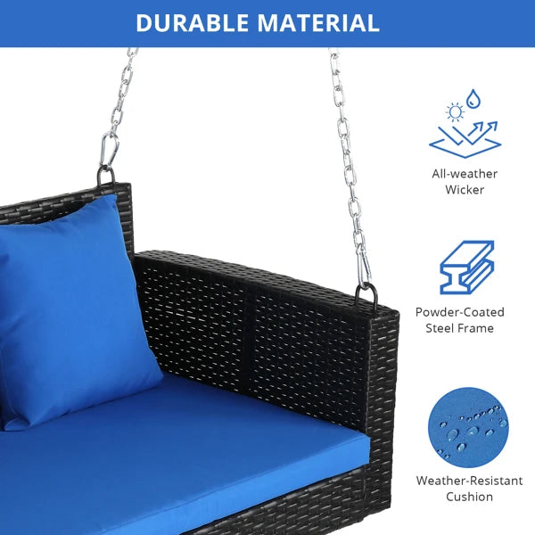 #For Heavy Duty 800 LBS Wicker Hanging Porch Swing with Cushions & Chains,  Outdoor Rattan Swing Bench for Garden, Yard&
