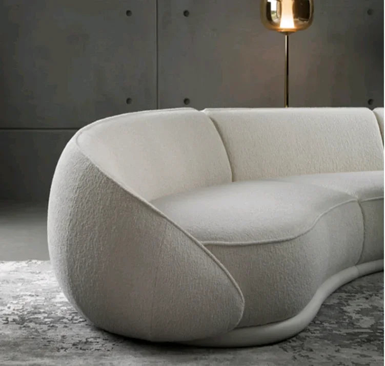 Sili Style Living Room Moon Faux Leather Fabric Nordic Designer Semi-Arc Light Luxury Cashew Curved Sofa living room furniture