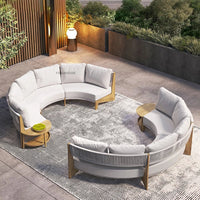 Designer Round Outdoor Sofas Combination Nordic Solid Wood Open-air Lounge Chair Home Patio Furniture Leisure Garden Sofa Chair