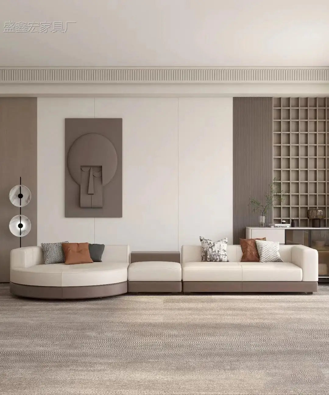 Modern simple straight corner cotton and linen round concubine modern living room sofa