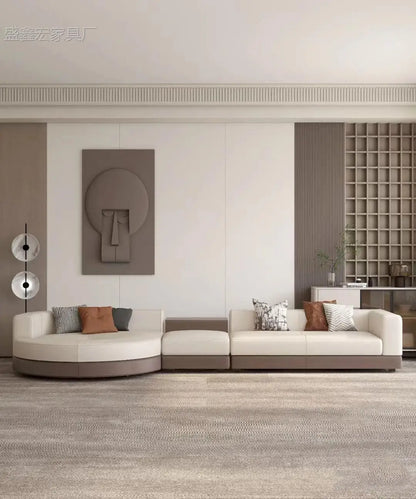 Modern simple straight corner cotton and linen round concubine modern living room sofa