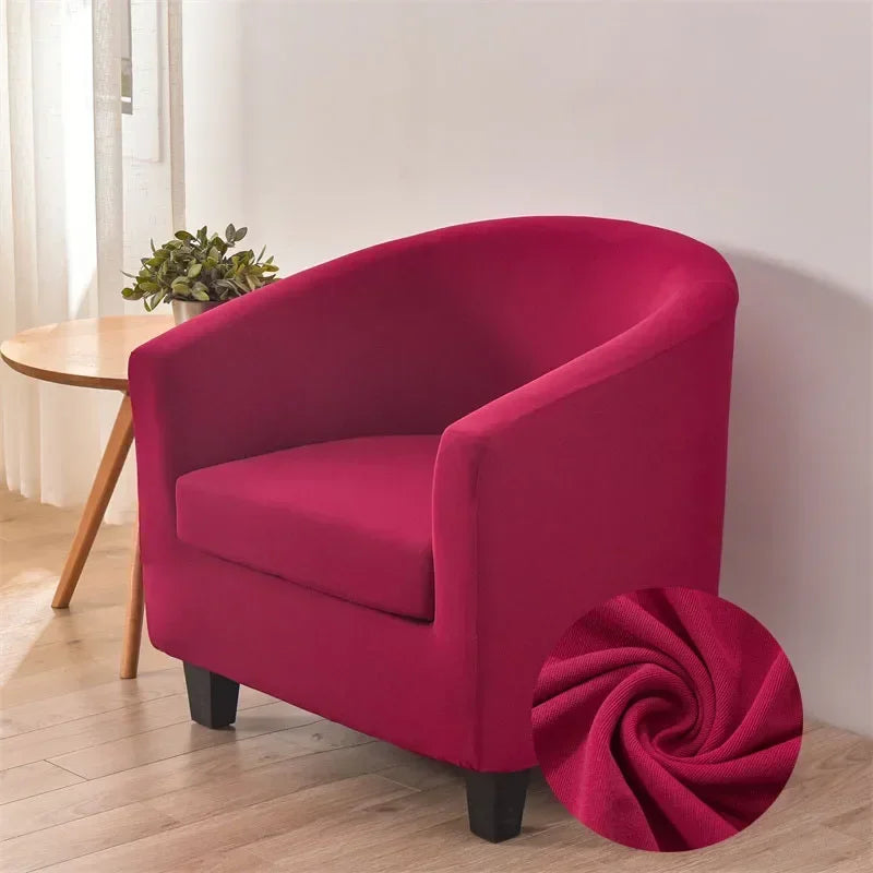 Elastic Club Chair Covers Solid Color Bath Tub Sofa Covers Single Cafe Bar Armchairs Slipcovers with Seat Cushion Cover Home