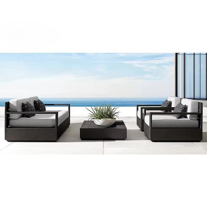 Garden Sets Waterproof Lounge Teak Aluminum Dining Rattan Wicker Sofa Modern Balcony Aluminium Outdoor Patio Furniture Set