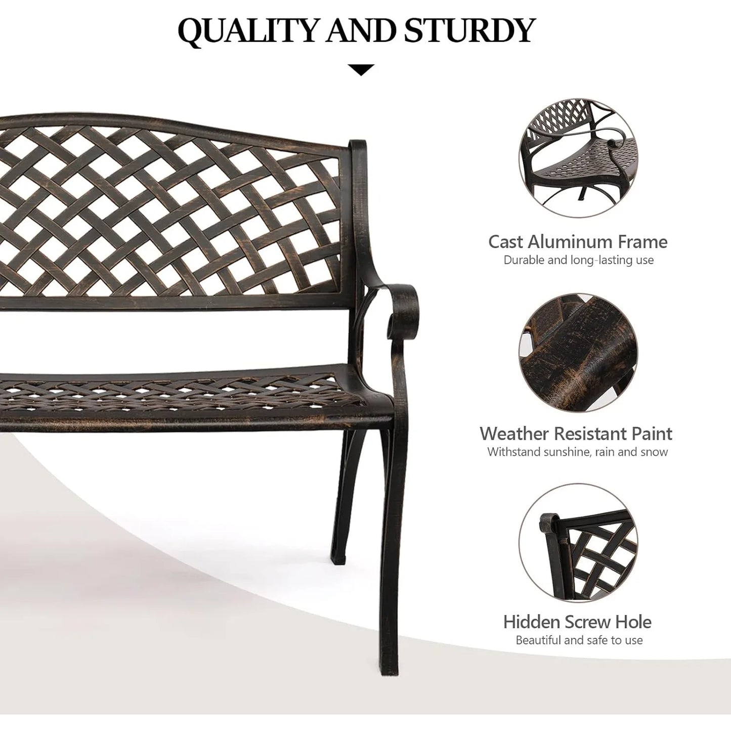 Cast Aluminum Outdoor Furniture Outdoor Bench in Garden
