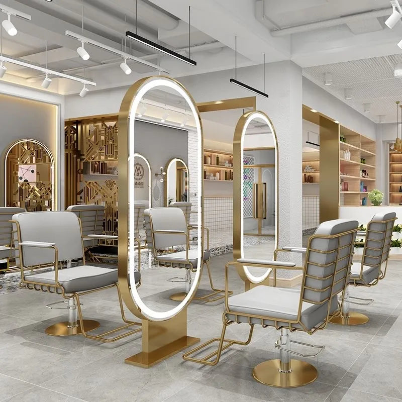 HJ Barber Shop Mirror Quick Cut Special Mirror Hair Salon Internet celebrity hair salon Full Lamp Mirror