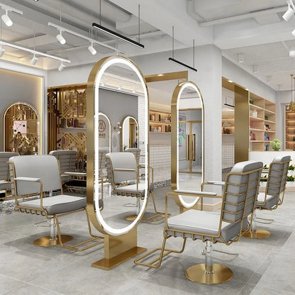 HJ Barber Shop Mirror Quick Cut Special Mirror Hair Salon Internet celebrity hair salon Full Lamp Mirror