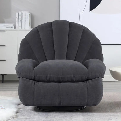Gray Swivel Recliner Chair with Comfortable Fabric, 360-Degree Rotation, Storage, and Electric Recline for Living Room or Bedroo