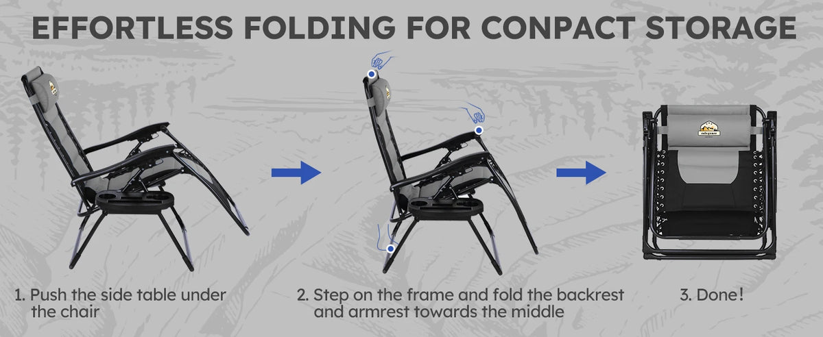 Oversized Padded Zero Gravity Lounge Chair, Foldable Patio Anti Gravity Reclining Chairs Folding Lawn Recliner Support 350 LBS