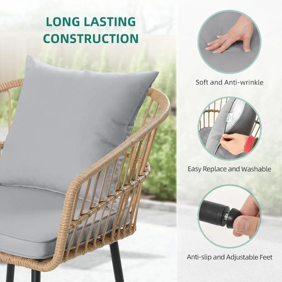 YITAHOME 4 Pieces Patio Furniture Set Outdoor Wicker Bistro Set with AllWeather Rattan Construction Comfortable Loveseat Chairs