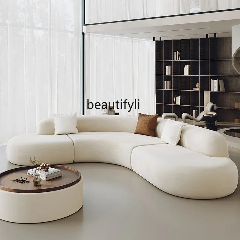L-shaped corner curved special-shaped sofa small apartment beauty salon hotel office lobby lounge area reception