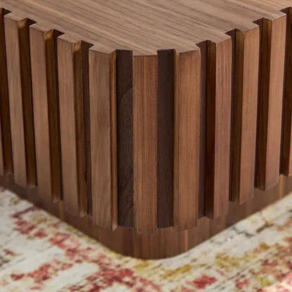 Modern Handcraft Drum Coffee Table Square Coffee Table for Living Room,Small Wooden Coffee Table,Walnut Color