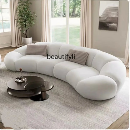 French cream wind curved sofa Italian minimalist leisure living room fabric light luxury sofa02A