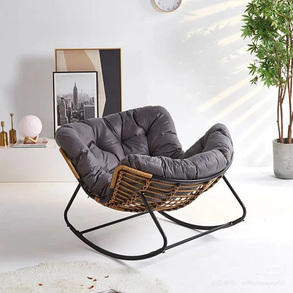 Outdoor Rocking Chair Adult Lazy Sofa Bird Nest Shaped Living Room Balcony Nap Small Apartment Rattan Woven Adul Rocking Chair