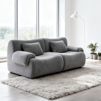 79" Boneless Cloud Couch, Modular Sectional Sofa with Throw Pillows, Deep Seat Sectional Sofa 2 Seater for Living Room