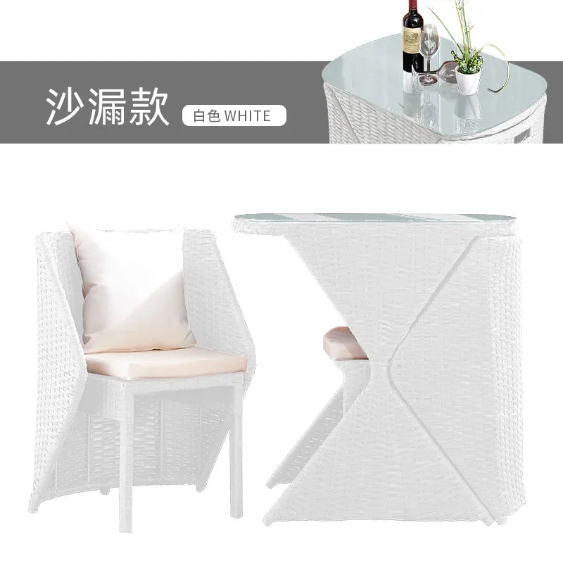 Balcony Small Table and Chair Rattan Chair Three-Piece Set Outdoor Tea Table Combination Terrace Courtyard Table and Chair