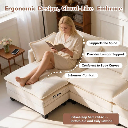 Sectional Couch, Comfy Cloud Modular Sectional Sofa, Deep Seat Modern Cloud Sofa, Modular Sofas for Living Room,, Customized
