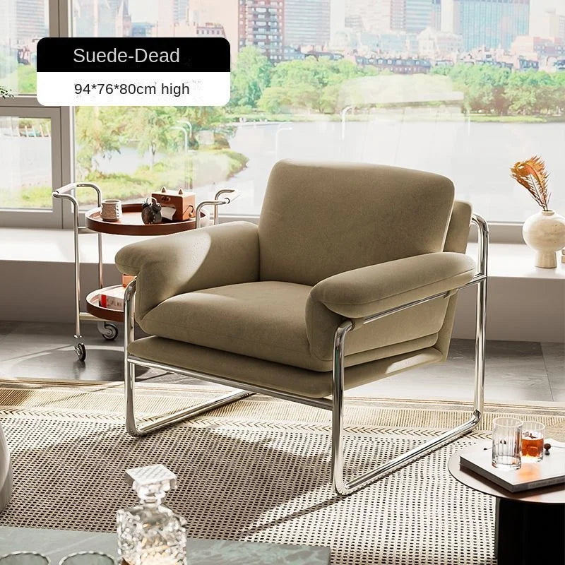 Bauhaus Antique Style Stainless Steel Designer Sofa Chair Living Room Home Balcony Leisure Recliner Negotiation Chair