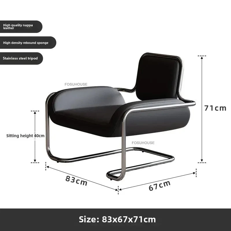 Stainless Steel Designer Armchair Recliner Sofa Modern Nordic Leisure Furniture Contemporary Living Room Balcony Seating