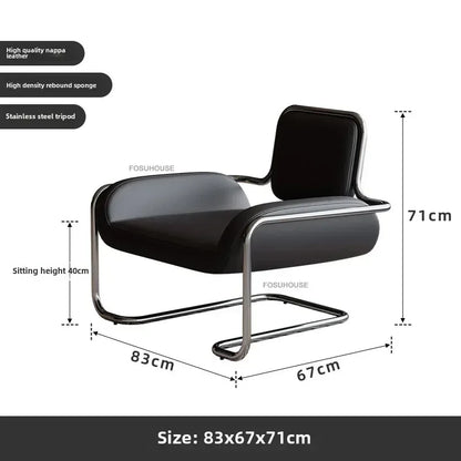 Stainless Steel Designer Armchair Recliner Sofa Modern Nordic Leisure Furniture Contemporary Living Room Balcony Seating