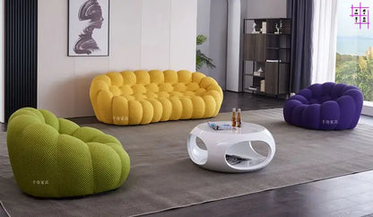 Designer Yellow Living Room Sofas Set European Fabric Nordic Double Chaise Couch