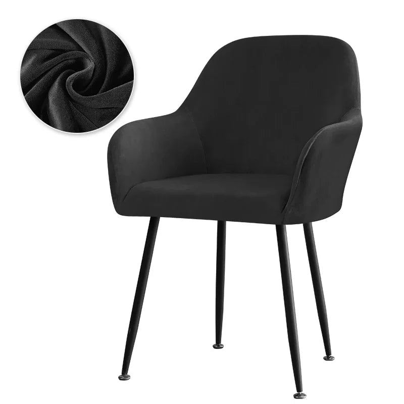Thick Velvet Chair Covers Plush Fleece High Arm Chair Cover Elastic Slipcover All-inclusive Solid Chair Cover