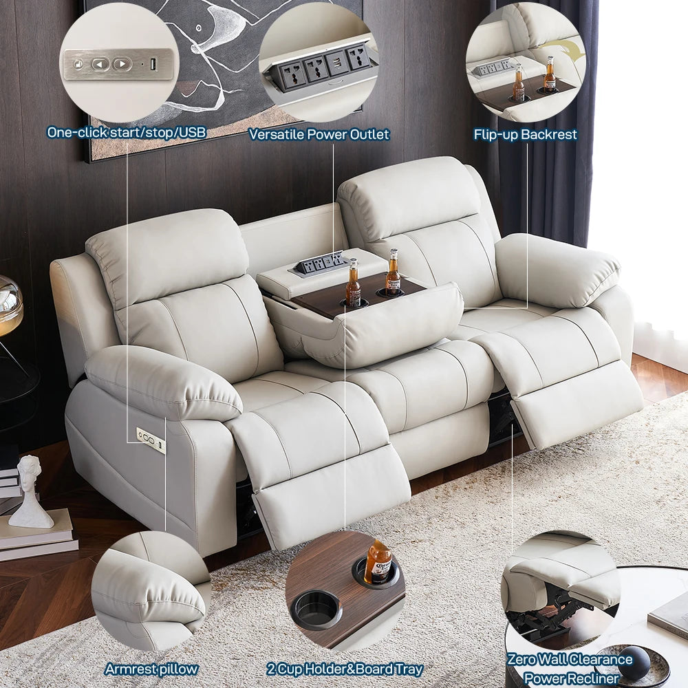 Hot-selling Pu leather living room electric recliner sofa manufacturer 3-seat functional furniture electric recliner sofa set