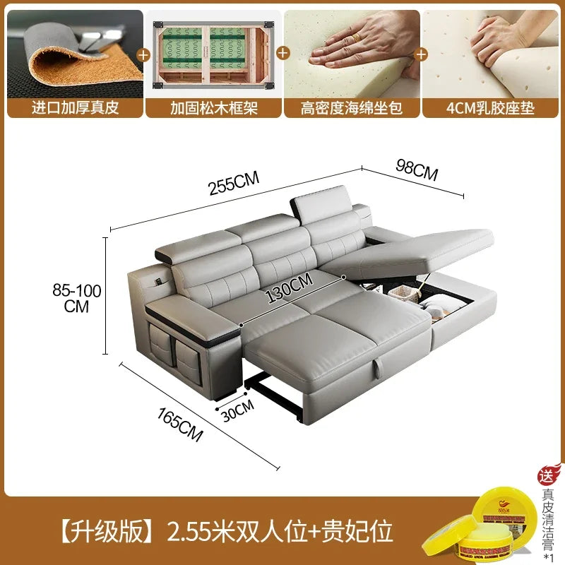Designer Leather Sofa Living Room Ajustable Lounge Foldable Sofa Reclinable Modular Minimalist Woonkamer Banken Lounge Furniture