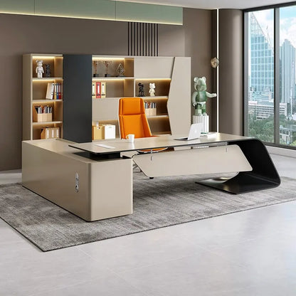 High Quality Boss Office Desk Modern Organizer Storage In Stock Computer Desks Minimalist European Escritorio Oficina Furniture