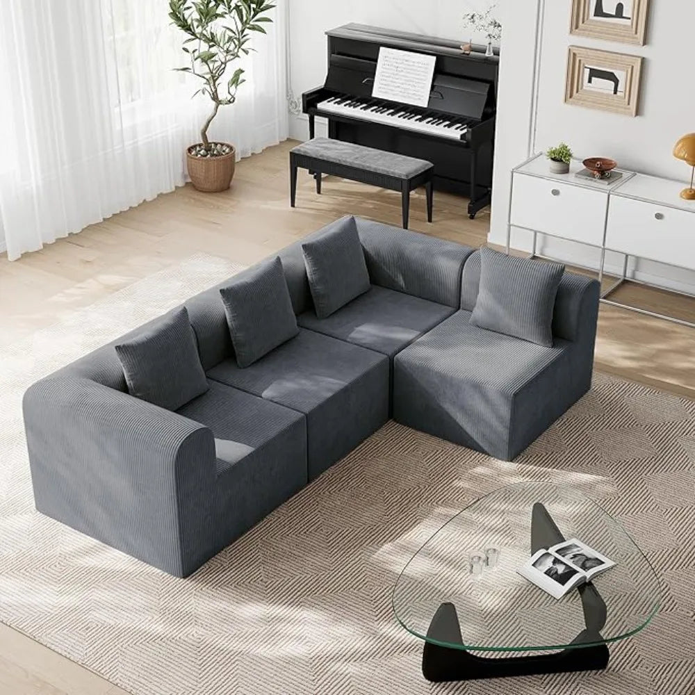 Cloud Modular Sectional Sofa with 2 Storage Ottomans 160.6" Down Filled Comfort U Shaped Sofa Minimalist Wide Deep Seat Couch