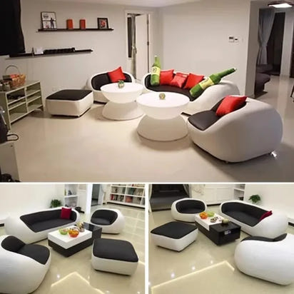 Cute Luxury Nordic Sofa Set – Soft Lazy Loveseat & Modern Lounge Puffs