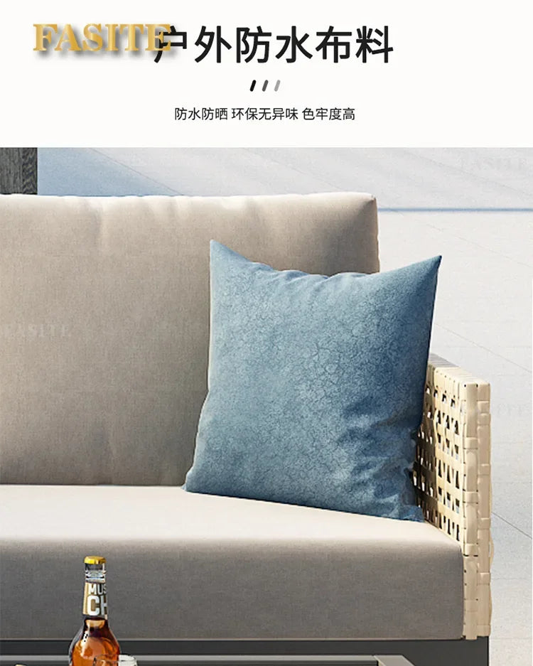 Leisure Style Outdoor Sofa Combination Living Room Balcony Open-air Leisure Rattan Weaving