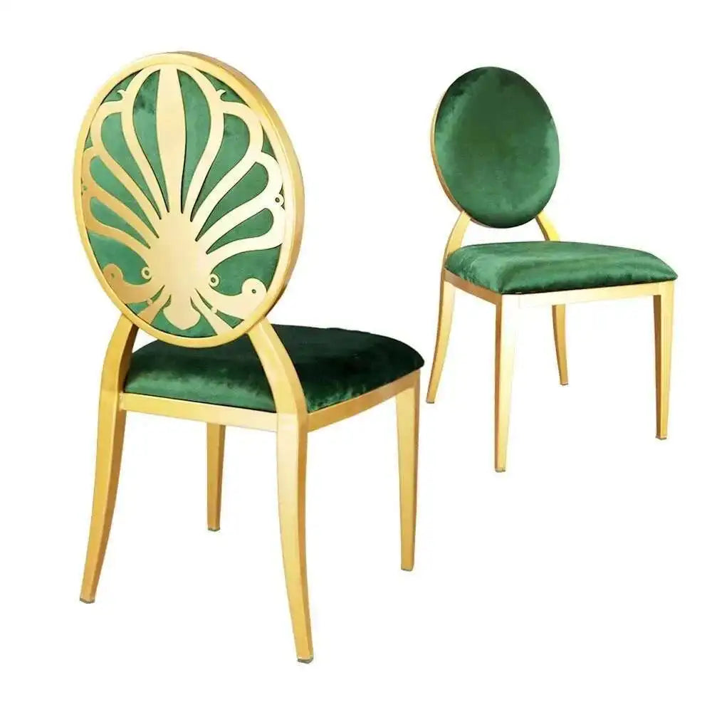Luxury stainless steel dining chairs, modern home furniture, simple metal back chairs, kitchen fabric dining chairs
