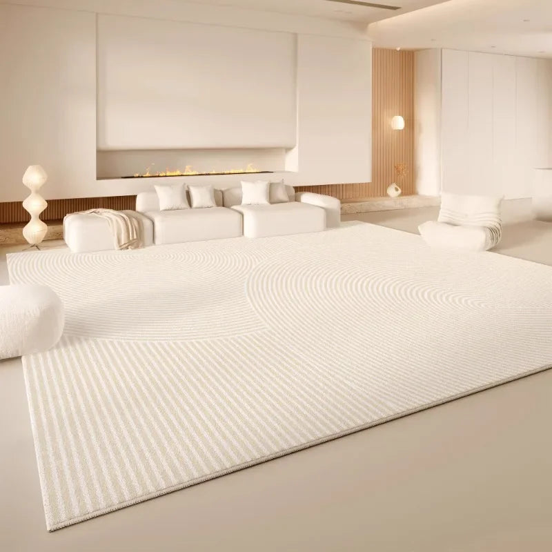 VIKAMA Minimalist Cream White Area Rug, Non-Slip Soft Living Room Carpet, Wabi-Sabi Style Floor Mat for Bedroom & Home Decor