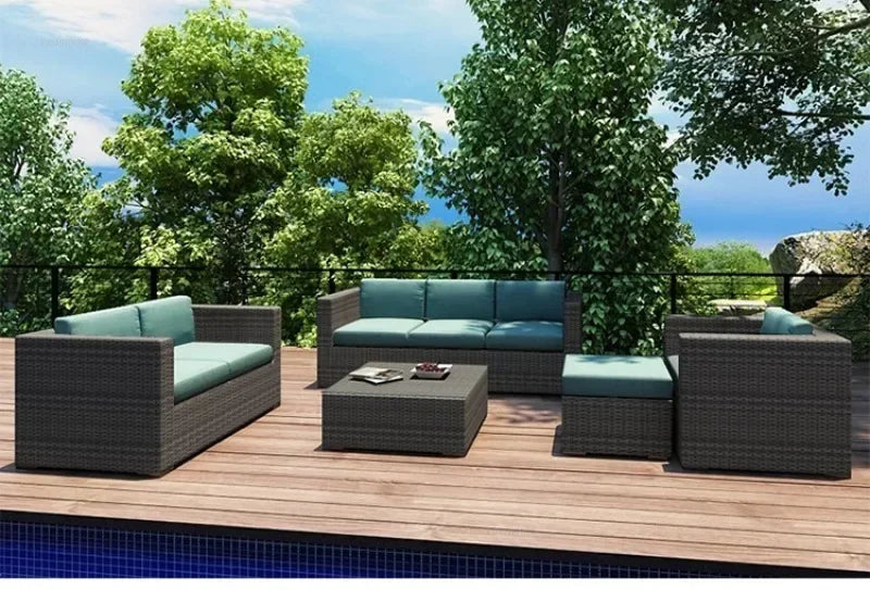 Luxury Terrace Courtyard Garden Furniture Outdoor Garden Sofa Combination Outdoor Waterproof Sun Protection Leisure Sofa Chair N