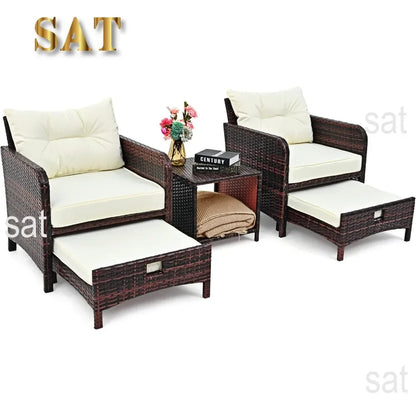 #For 5 Pieces Wicker Patio Furniture Set Outdoor Patio Chairs with Ottomans Conversation Furniture with coffetable&