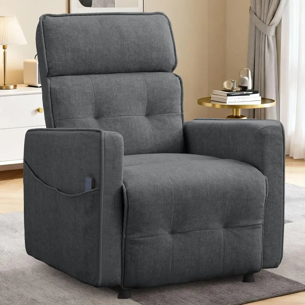 Luxury Adult Electric Recliners for Comfortable Living Spaces, Cashmere Upholstered Recliner with Easy One-Touch Recline and Sid