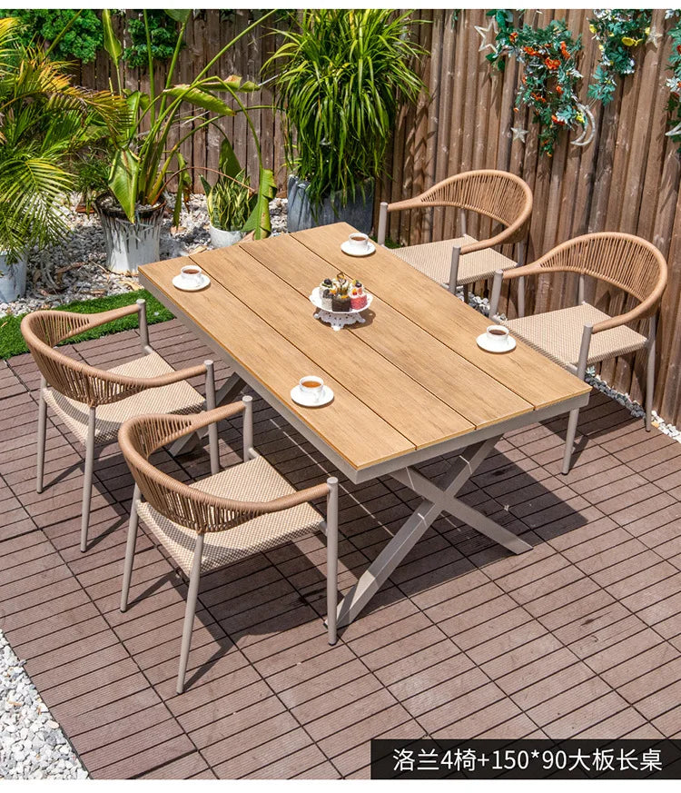 Outdoor table and chair courtyard villa leisure open-air balcony rattan chair Internet celebrity waterproof sunscreen garden