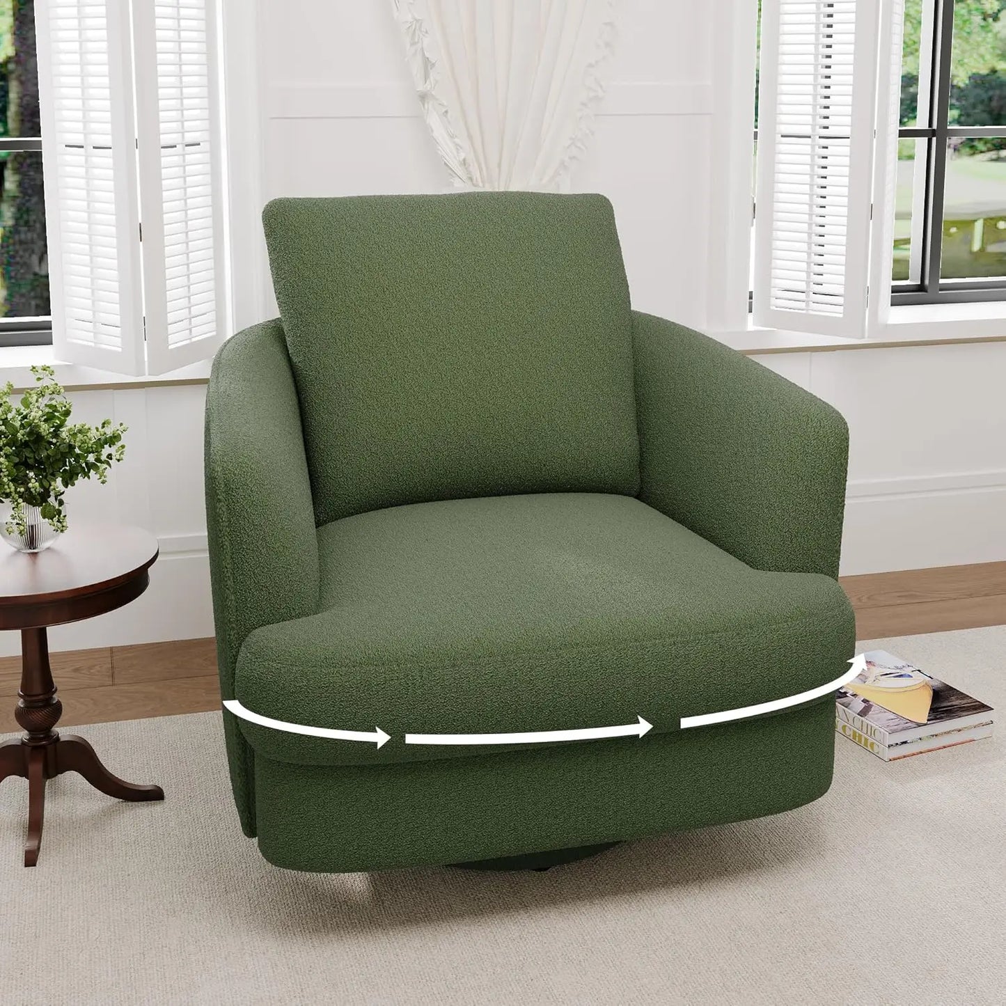 Swivel Accent Chair,Modern 360 °Swivel Barrel Chair, Oversized Armchair with Curve Back and Soft Cushion, Customized