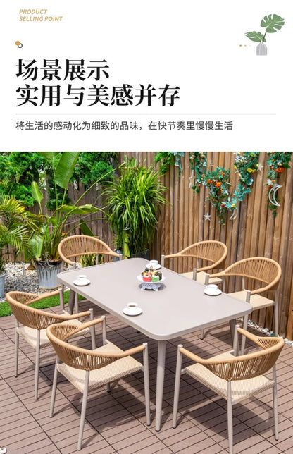 Outdoor table and chair courtyard villa leisure open-air balcony rattan chair Internet celebrity waterproof sunscreen garden