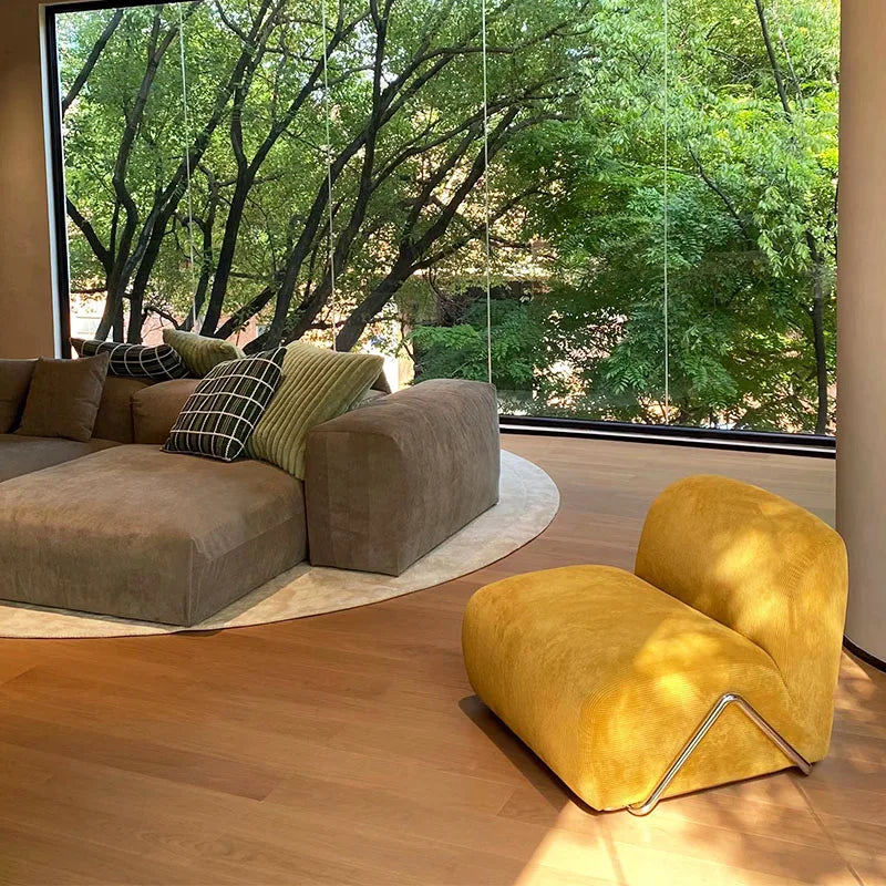 Single sofa antique living room stainless steel fabric curved sofa customization