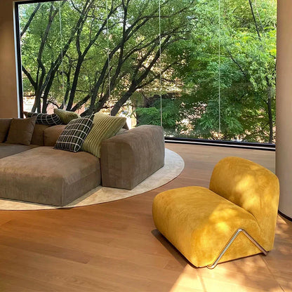 Single sofa antique living room stainless steel fabric curved sofa customization