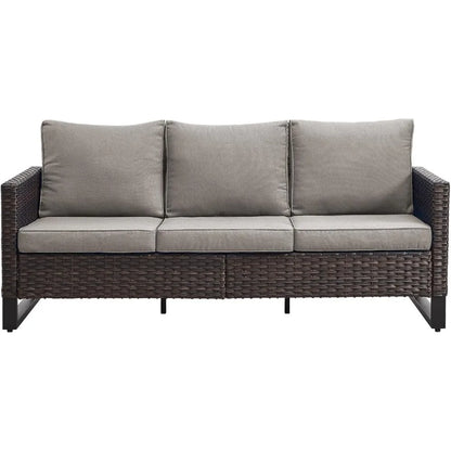 Outdoor Couch Patio Furniture: Wicker Patio Sofa with Deep Seat High Back, 800Lbs Weight Capacity Oversize Outdoor
