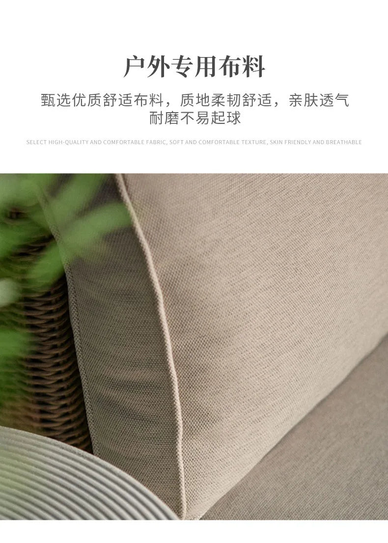 Nordic Outdoor Sofa - Round Rattan-Style Corner Set For Courtyards, Balconies, And Hotels Sun-Resistant