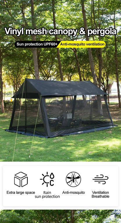 Large Camping Tent, 210D Waterproof Sun Protection, Portable Folding Anti-Mosquito Family Tent for Outdoor Beach Park