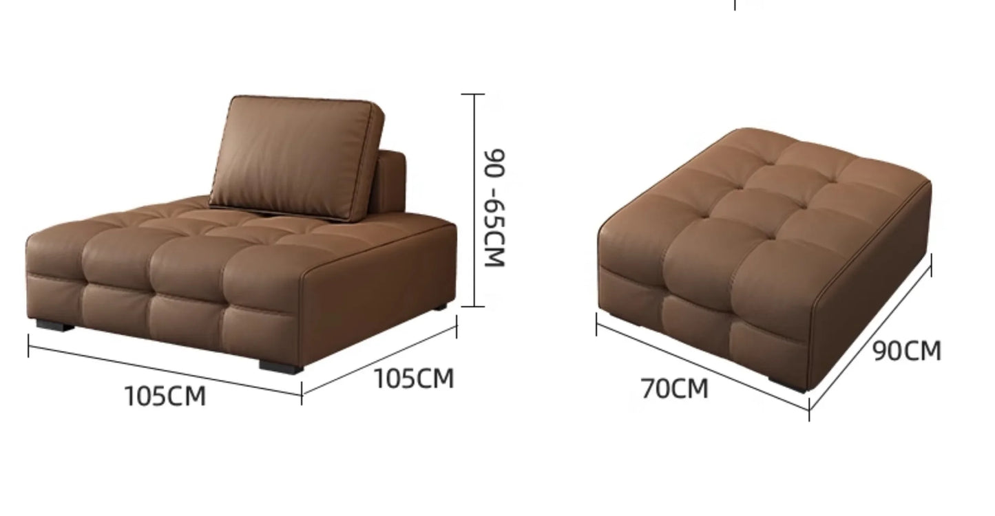 Modern Minimalist New Leather Living Room Lawrence Italian Light Luxury Straight L Shaped Sectional Lazy Soft Tatami Lounge Sofa