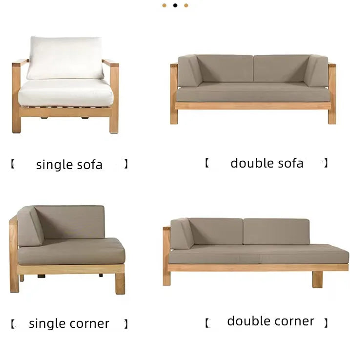 Leisure Outdoor wood Furniture waterproof villa sectional garden solid teak  wood outdoor sofa