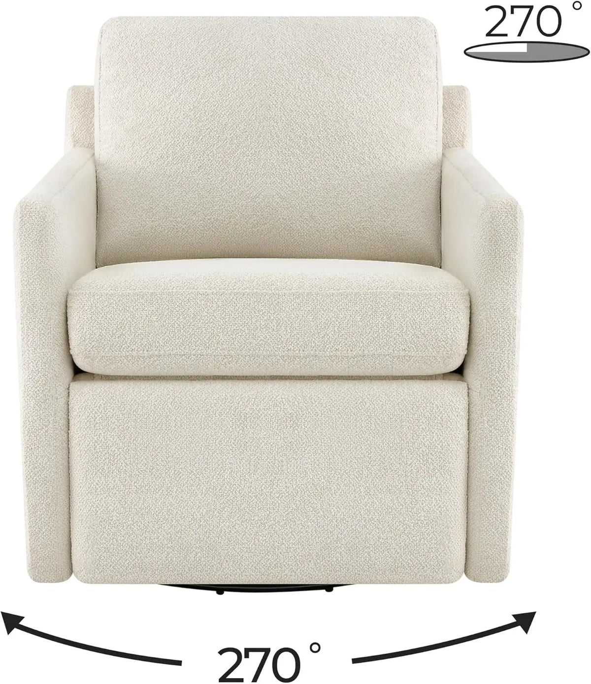 Swivel Accent Chair with Electric Footrests, Living Room Sofa Chair with Power Motor, USB and Type-C Ports, Cream
