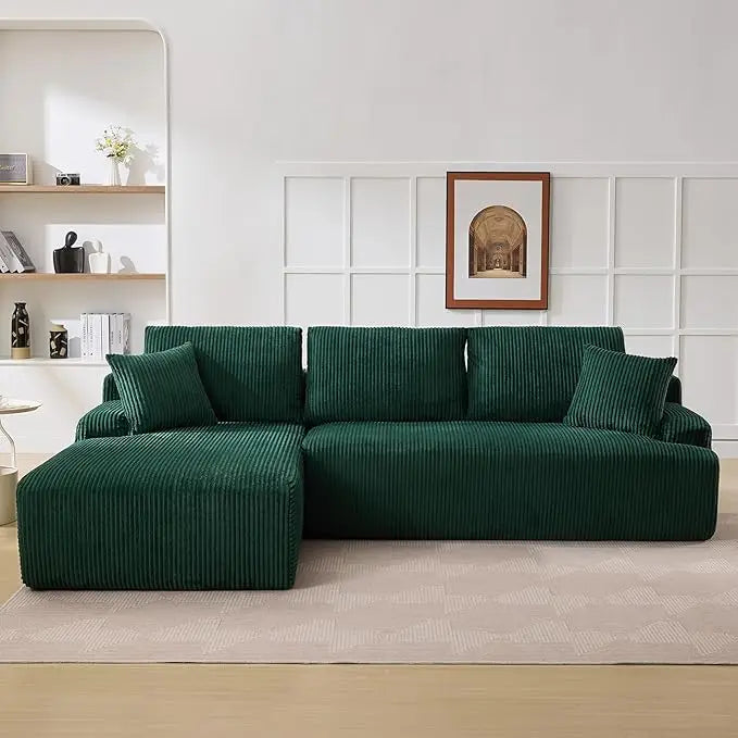 106” Modular Sectional Sofa, Cloud Sectional Couch with L-Shape Chaise/Deep Seat/Armrest/Plush Corduroy Fabric, No Assembly